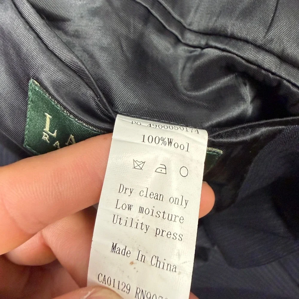 Lauren Ralph Lauren Mens Pinstripe Wool Blazer Suit Jacket Charcoal Gray 9233